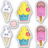 Cute Cartoon Sweet Trees, kleurrijk Kawaii Sticker (Voorkant)
