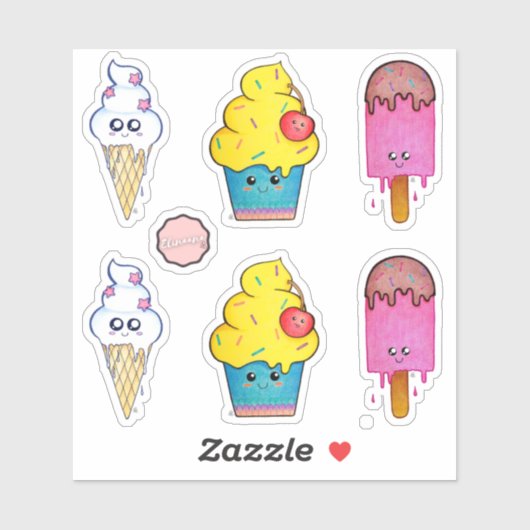 Cute Cartoon Sweet Trees, kleurrijk Kawaii Sticker (Vel)