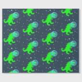 Cute Cartoon T-Rex Space Astronaut Dinosaur Cadeaupapier (Vlak)