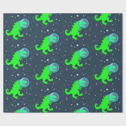 Cute Cartoon T-Rex Space Astronaut Dinosaur Cadeaupapier (Vlak)