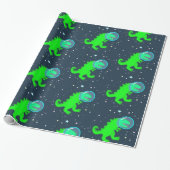 Cute Cartoon T-Rex Space Astronaut Dinosaur Cadeaupapier (Uitgerold)