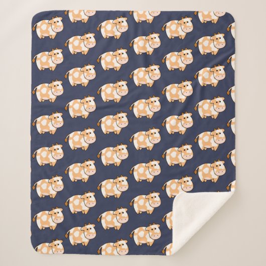 Cute Cartoon Tan Spotted Koe Pattern Sherpa Deken (Voorkant)