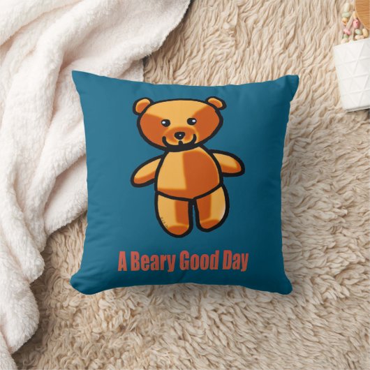 Cute Cartoon Teddy Bear Pun Illustration Kussen (Deken)