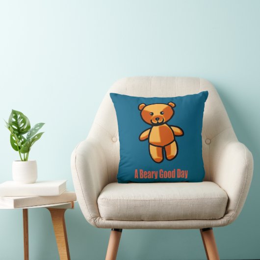 Cute Cartoon Teddy Bear Pun Illustration Kussen (Stoel)