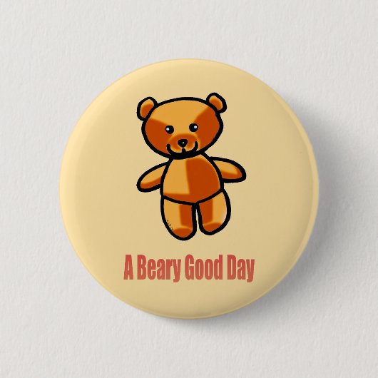 Cute Cartoon Teddy Bear Pun Illustration Ronde Button 5,7 Cm (Voorkant)