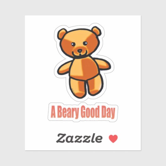 Cute Cartoon Teddy Bear Pun Illustration Sticker (Vel)