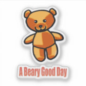 Cute Cartoon Teddy Bear Pun Illustration Sticker (Voorkant)