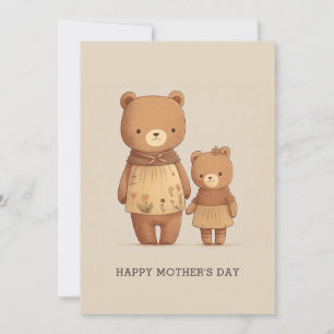 Cute cartoon teddy draagt dieren. Mathers Day Feestdagenkaart