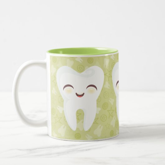 Cute Cartoon Teeth - Green Gift Mok (Links)