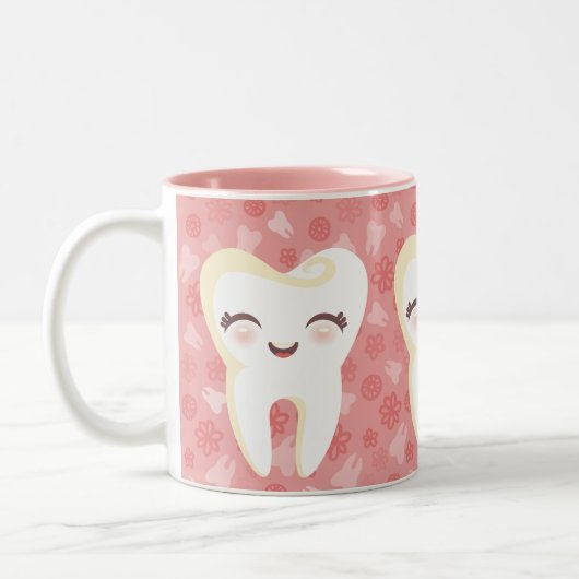 Cute Cartoon Teeth - Pink Gift Mok (Links)