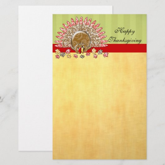 Cute Cartoon Thanksgiving Turkije Briefpapier (Voorkant / Achterkant)