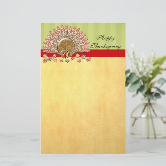 Cute Cartoon Thanksgiving Turkije Briefpapier (Staand voorkant)