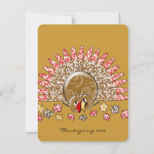 Cute Cartoon Thanksgiving Turkije Kaart (Achterkant)