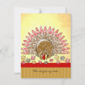 Cute Cartoon Thanksgiving Turkije Kaart (Achterkant)