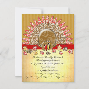 Cute Cartoon Thanksgiving Turkije Kaart