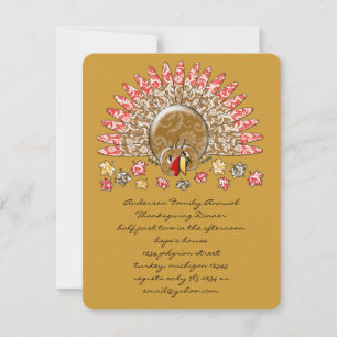 Cute Cartoon Thanksgiving Turkije Kaart