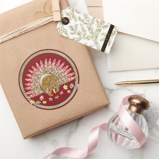 Cute Cartoon Thanksgiving Turkije Ronde Sticker (Geschenken)