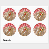 Cute Cartoon Thanksgiving Turkije Ronde Sticker (Vel)