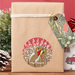 Cute Cartoon Thanksgiving Turkije Ronde Sticker