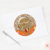Cute Cartoon Thanksgiving Turkije Ronde Sticker (Envelop)