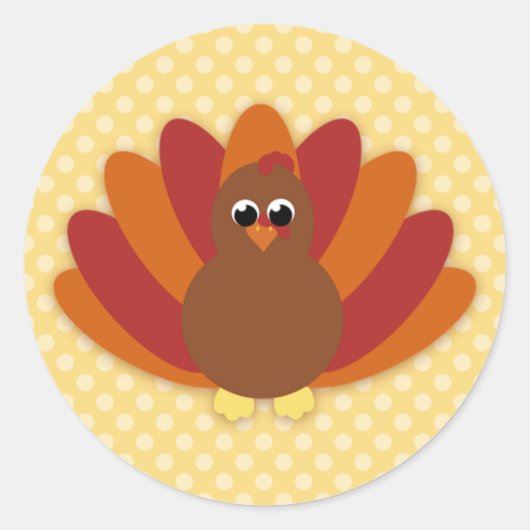Cute Cartoon Thanksgiving Turkije Ronde Sticker (Voorkant)