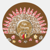 Cute Cartoon Thanksgiving Turkije Ronde Sticker (Voorkant)