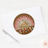 Cute Cartoon Thanksgiving Turkije Ronde Sticker (Envelop)