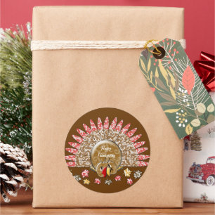 Cute Cartoon Thanksgiving Turkije Ronde Sticker