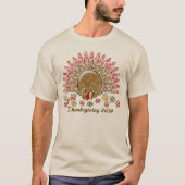 Cute Cartoon Thanksgiving Turkije T-shirt (Voorkant)