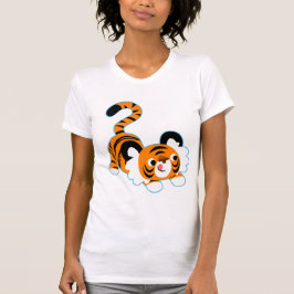 Cute Cartoon Tiger klaar om vrouwen T-Shirt te spe
