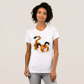 Cute Cartoon Tiger klaar om vrouwen T-Shirt te spe (Voorkant volledig)