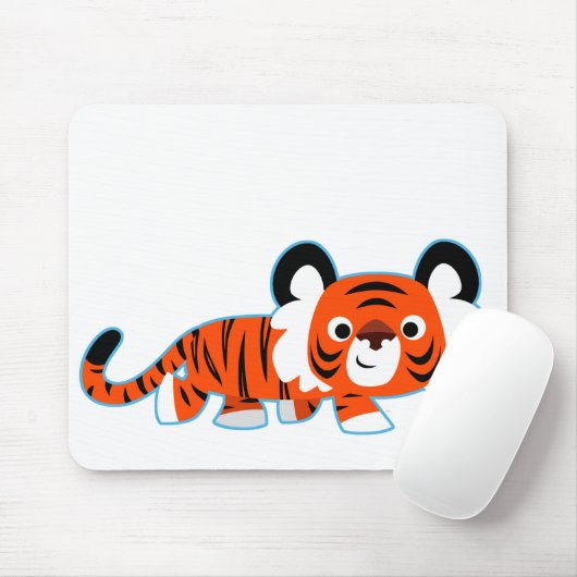 Cute Cartoon Tiger op de prowl Mousepad Muismat (Met muis)