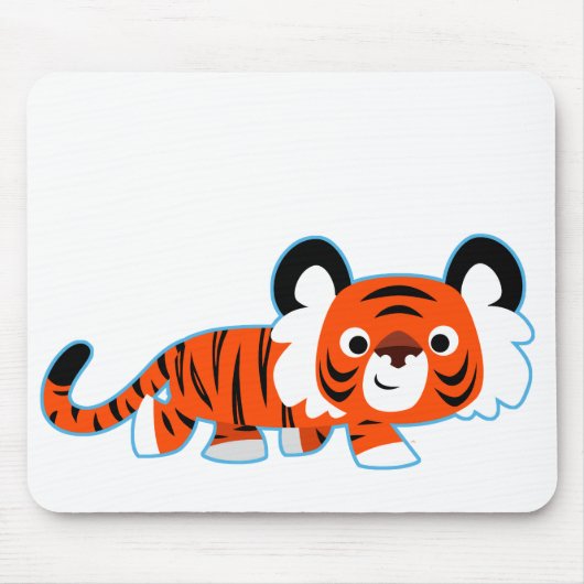 Cute Cartoon Tiger op de prowl Mousepad Muismat (Voorkant)