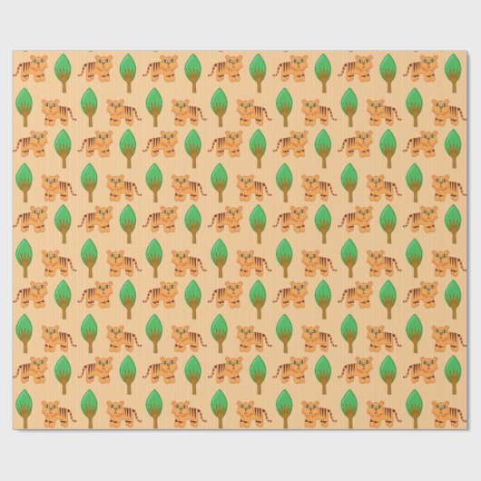Cute Cartoon Tiger Pattern Cadeaupapier (Vlak)