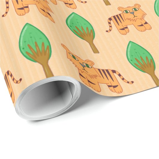 Cute Cartoon Tiger Pattern Cadeaupapier (Rol Hoek)