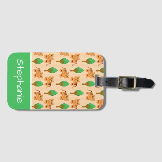 Cute Cartoon Tiger Pattern - Gepersonaliseerd Bagagelabel (Voorkant (horizontaal))
