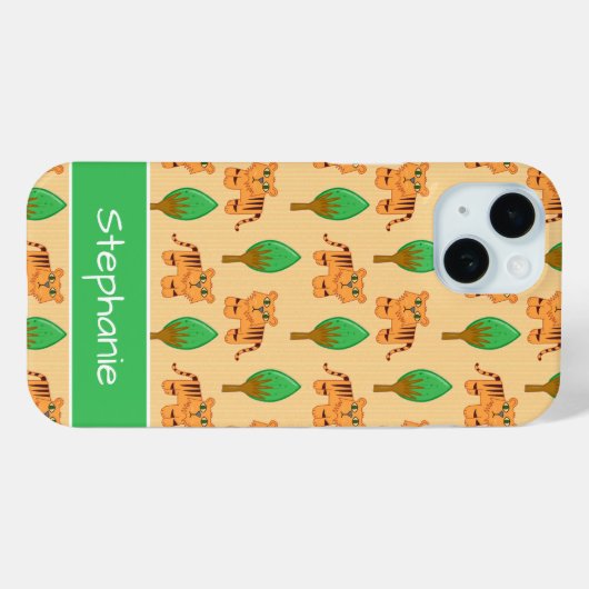 Cute Cartoon Tiger Pattern - Gepersonaliseerd Case-Mate iPhone Case (Achterkant (horizontaal))