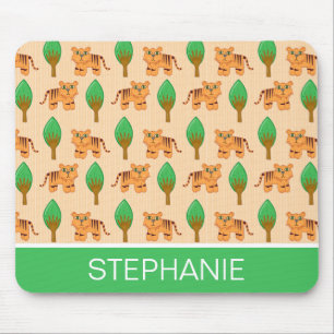 Cute Cartoon Tiger Pattern - Gepersonaliseerd Muismat