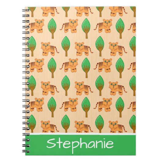 Cute Cartoon Tiger Pattern - Gepersonaliseerd Notitieboek (Voorkant)