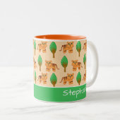 Cute Cartoon Tiger Pattern - Gepersonaliseerd Tweekleurige Koffiemok (Voorkant rechts)