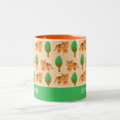 Cute Cartoon Tiger Pattern - Gepersonaliseerd Tweekleurige Koffiemok (Center)