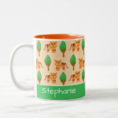 Cute Cartoon Tiger Pattern - Gepersonaliseerd Tweekleurige Koffiemok (Links)