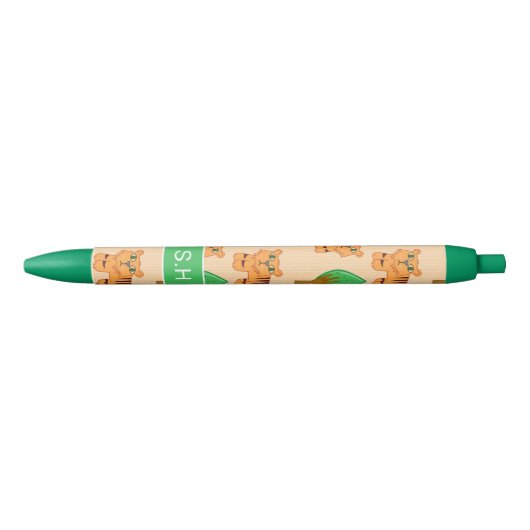 Cute Cartoon Tiger Pattern - Gepersonaliseerd Zwarte Inkt Pen (Voorkant)