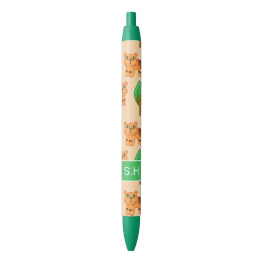 Cute Cartoon Tiger Pattern - Gepersonaliseerd Zwarte Inkt Pen (Voorkant Verticaal)