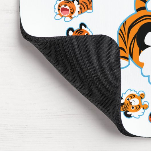 Cute Cartoon Tigers Mandala (blauw) Mousepad Muismat (Hoek)