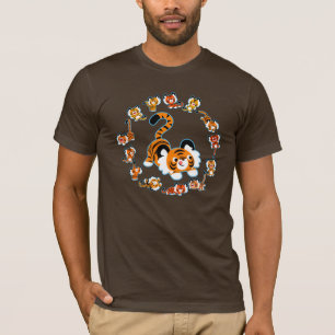 Cute Cartoon Tigers Mandala (blauw) T-Shirt