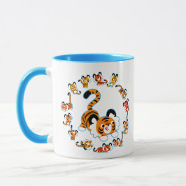 Cute Cartoon Tigers Mandala (Blue) Mok