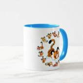 Cute Cartoon Tigers Mandala (Blue) Mok (Voorkant rechts)