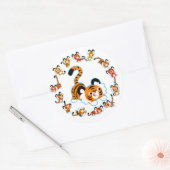 Cute Cartoon Tigers Mandala (Blue) Sticker (Envelop)