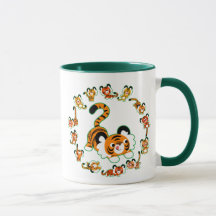 Cute Cartoon Tigers Mandala (groene) Mok